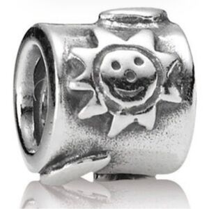 Pandora Retired Sterling Silver Sun Star Moon Barrel Bead Charm